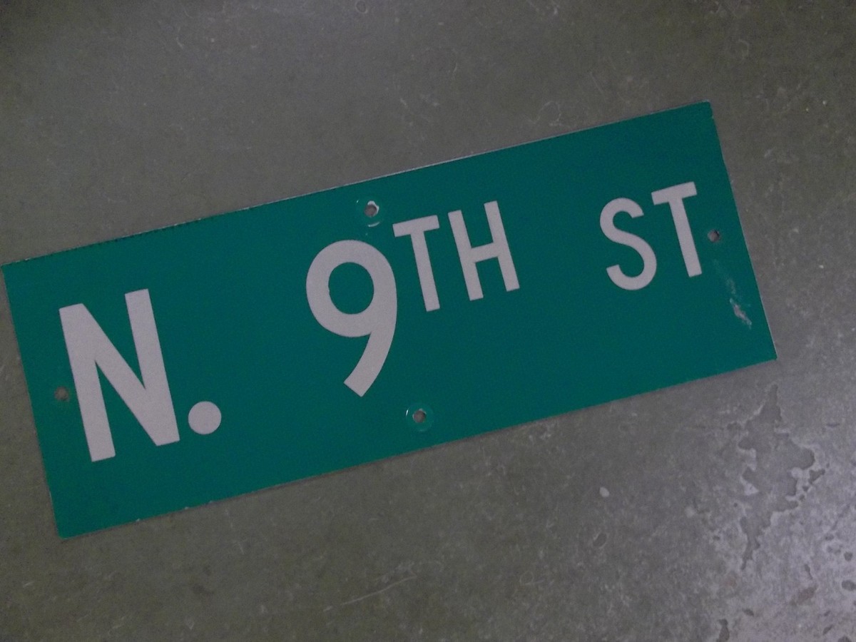 Vintage ORIGINAL N. 9TH ST Street Sign 24' X 9