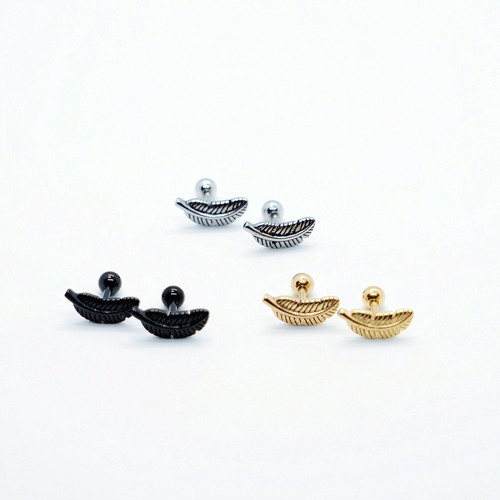 Surgical Stainless Steel Feather Barbell Stud Earrings Tragus Cartilage Ring - Picture 5 of 23