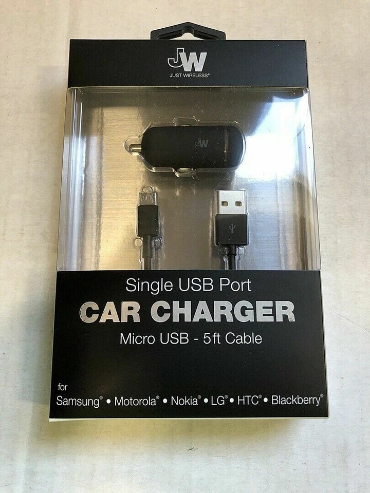 NEW Just Wireless Single USB Port Car Charger 5 ft for Micro-USB Devices - 13001 - Image 2 of 3