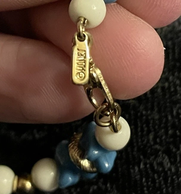 Vintage Monet 28” Blue White Gold Bead Choker Necklace Irregular Faux Stones - Image 4 of 4