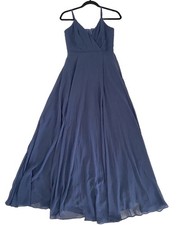 Birdy Gray Kaia Chiffon formal bridesmaid dress XS pockets Blue NWOT wedding