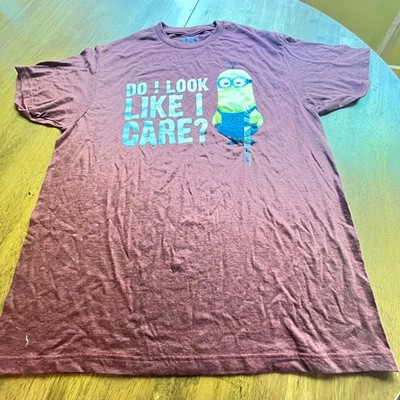Despicable Minion T-Shirt Men's, Do I Look Like I Care? - Maroon, Large - NEW
