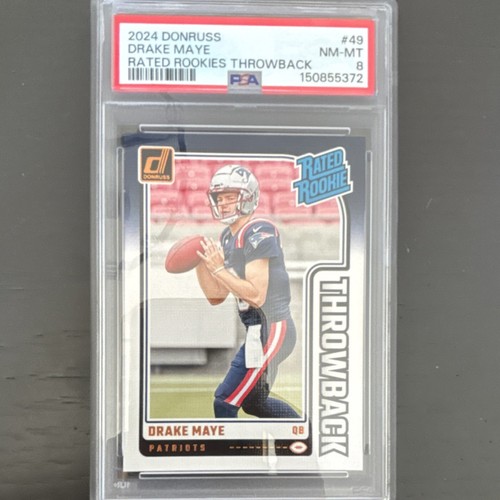 2024 Panini Donruss - Rated Rookies Throwbacks Drake Maye #49 Patriots PSA 8