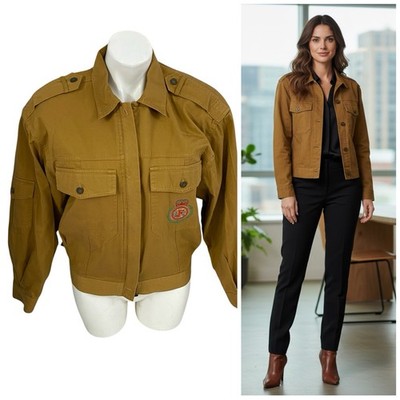 Leslie Faye Blazer Womens Medium Tan Jacket Preppy Workwear Business Casual