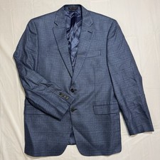 Lauren Ralph Lauren Mens 40R Blue Plaid Wool Silk Linen Blazer Jacket Sport Coat