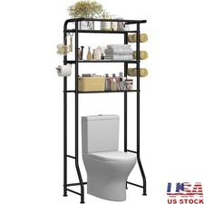 3 Tier Over Toilet Shelf Bathroom Storage Organizer W/ Towel Rack Hooks New