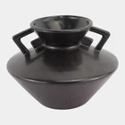 Red Wing 1960s Mid Century Modern Satin Black Art Pottery Handled Vase 653