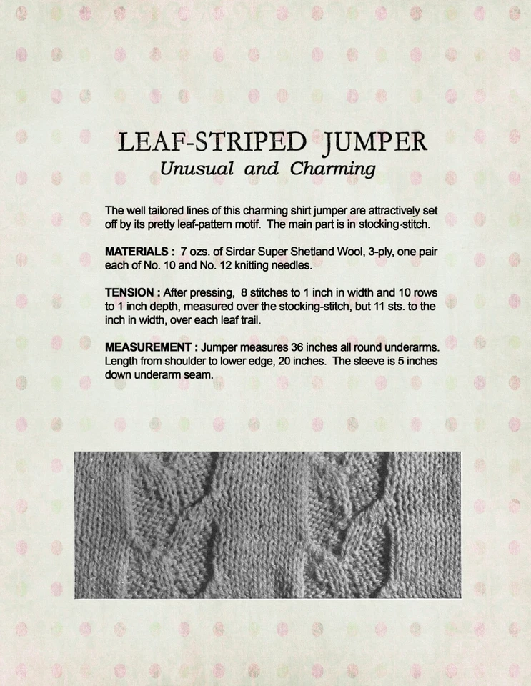 1940's Ladies Pretty Polo Style Sweater Vintage Knitting Pattern Bust 36 - Image 2 of 2