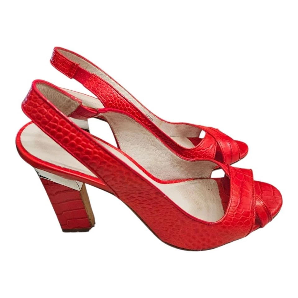 Boutique 9 Red LeathI er Heels Size 8.5 - Image 2 of 4
