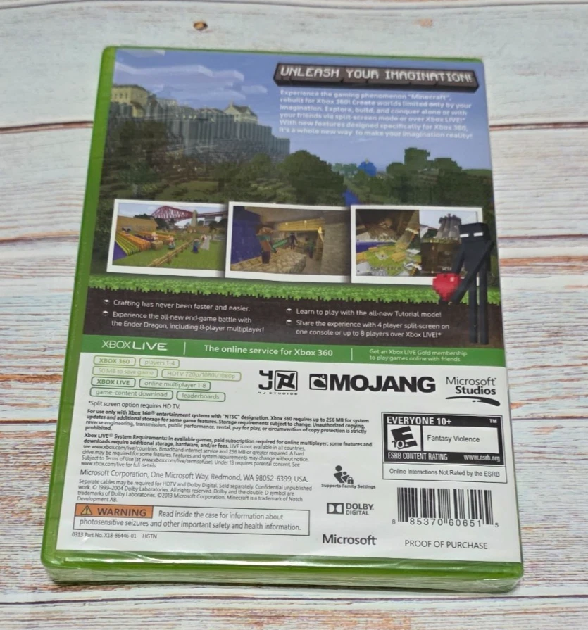 Minecraft Xbox 360 Edition Microsoft Xbox 360 Mojang Brand New Sealed - Image 2 of 4