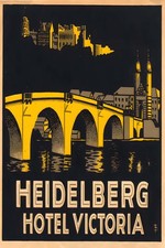 Heidelberg Hotel Victoria Poster - Germany 🇩🇪 1920s - 24x36” Hi-Res💎 Print -
