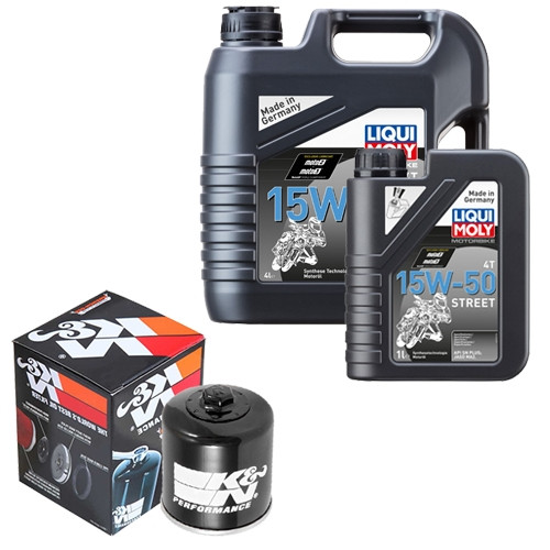 K&N ÖLfilter Set Lm 15W-50 Street 5L FüR Yamaha Xv 1900 Midnight Star VP23 Bj.09-image