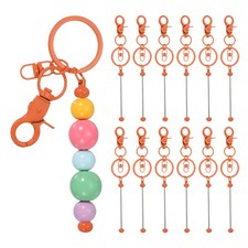 12Pcs Beadable Keychains, DIY Beaded Keychain Making Kit, Orange