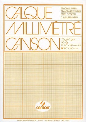 Canson - Millimeterpapier - 70g/m² - Transparentpapier - DIN A4 - 50 Blatt - Ora