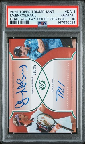 John McEnroe / Tommy Paul [Orange Foil] #DA-1 2025 Topps Triumphant Dual Autograph card