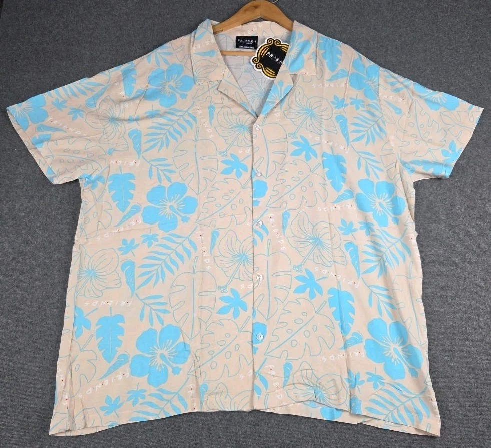 NWT Friends TV Show Hawaiian Button Camp Shirt – Size 3XL Culturefly Exclusive