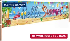 Hello Summer Beach Banner, Summer Party Decorations Outdoor Tropical Pool Luau S