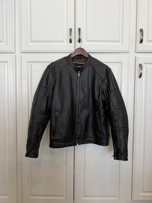 Milwaukee Men's Black Leather Motorcycle Jacket Size medium