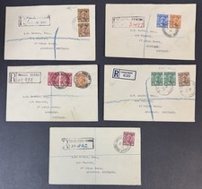 Zanzibar, 1951, lot de 5 housses immatriculées avec diff. Annulation, envoyée en Ecosse
