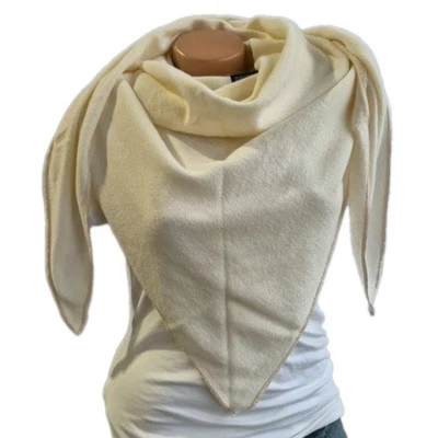 Zwillingsherz Damen Schal Dreieckstuch Leo Creme Weiß Kaschmir Wolle (7 552)