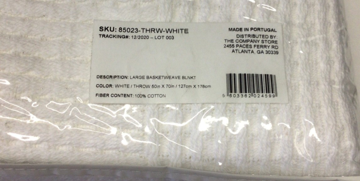 The Company Store Large Basketweave Blanket-WHITE-50 X 70 in.