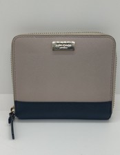 KATE SPADE Laurel Way Darci Leather Medium Zip Around Wallet Black & Taupe