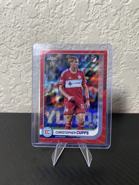 2025 Topps Chrome MLS Christopher Cupps RC Red Wave Refractor Rookie #/5 Fire