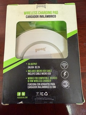 PUGS Wireless Charging Pad Black w/ Micro USB Cable 2A Output Charger