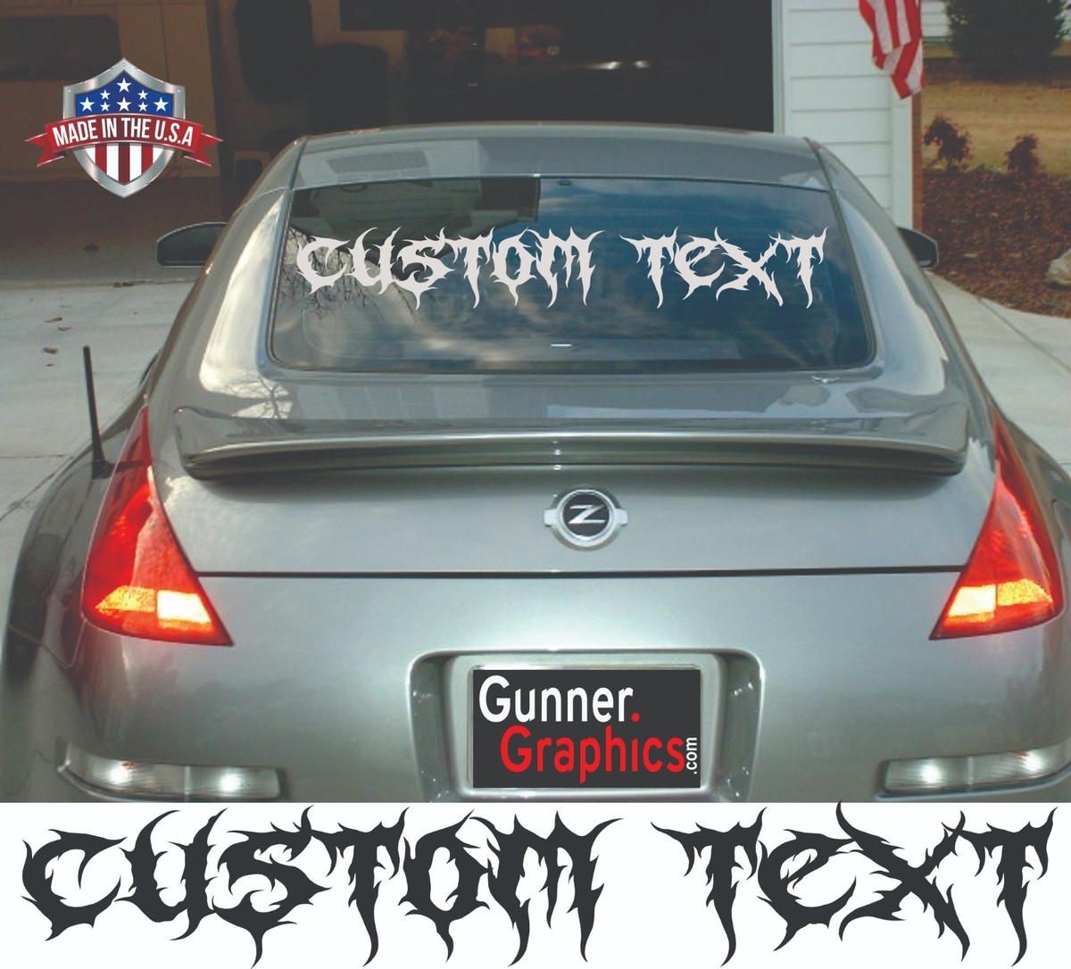 na☺︎ Custom Text Decal fits Nissan 300ZX / Z Rear Window Banner Decal