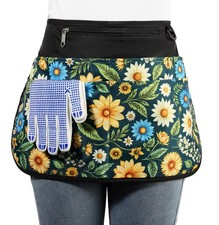 Garden Apron for Women with 6 Pockets - Half Floral Design