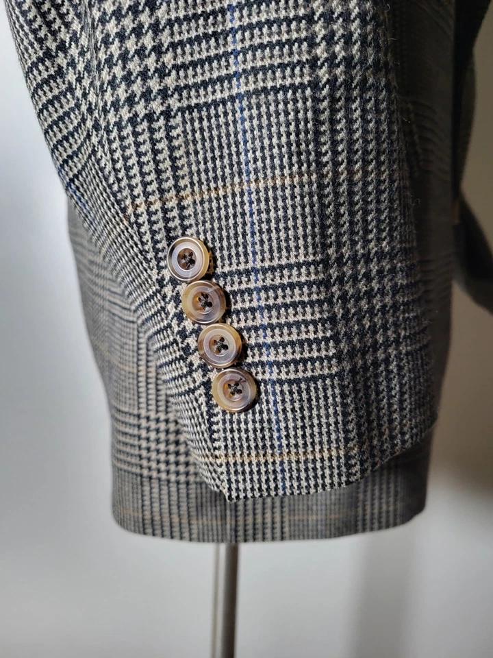 Chaqueta Blazer Abrigo Deportivo 42S Aquascutum Azul Naranja Negro Tostado Glen Cuadros Tweed Foto 3 de 4