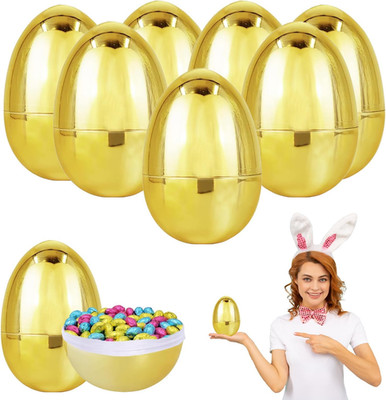 6 Inch Jumbo Golden Easter Eggs 12 Pack Metallic Gold, Goodie Basket Prize, Eggs