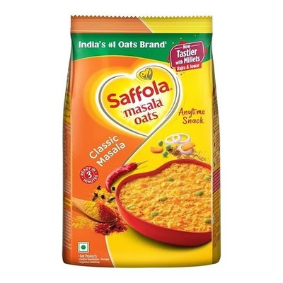 Saffola Masala Oats | Classic Masala | Anytime Snack | Ready in 3 mins | 500 gm