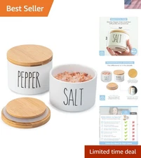 Versatile Ceramic Salt and Pepper Set with Dual Airtight Containers - Gift Boxed