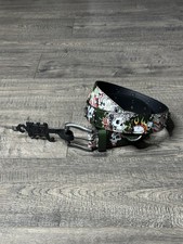NEW Olive Green Don Ed Hardy Skulls Chains Punk Goth Style Belt Adult SIZE 34 