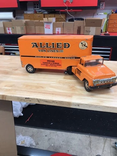 Vintage 1961 Tonka Allied Van Lines Semi Cab and Trailer