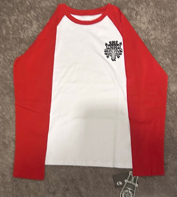 Chrome Hearts Men s Raglan Long Sleeve Graphic Logo T-Shirt Red/White M