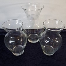 3 Clear Glass Vases 7”, 7", & 9" Unbranded Flower Vase Home Wedding Décor Nice