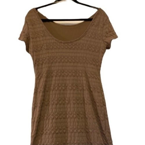 Waffle Design Taupe Short Sleeve Dress by Sharango Womens Size 6 - Picture 9 of 17