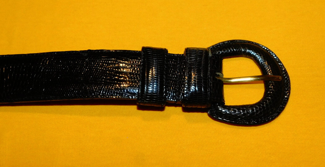 ALCOTT & ANDREWS MADE IN ITALY BLACK GENUINE LIZARD BELT  display picture 2