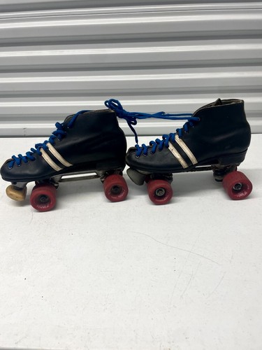 Patines retro vintage Chicago Core cuero negro blanco con cordones ruedas - Imagen 3 de 14