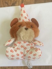 Vintage Wallace Bertie Co. Plush Stuffed Animal w/ Flower Print Sewn Fabric