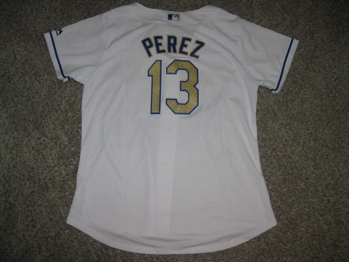 Salvador Perez Kansas City Royals 2017 Womens White Majestic Cool Base  Jersey