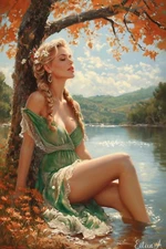 Pin-Up Art  Sexy Vintage Type Girl  Excellent Condition  APROX 6" by 4"