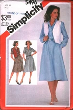 5496 Vintage Simplicity SEWING Pattern Misses Pullover Shirt Dress Vest UNCUT