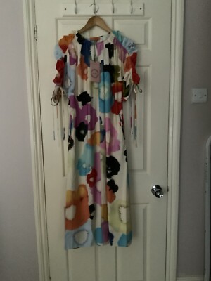 Stine Goya Funds Floral-print Satin Midi Dress, Size L, Bnwot
