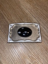 Black Agate Stone Western Cowboy Design Belt Buckle