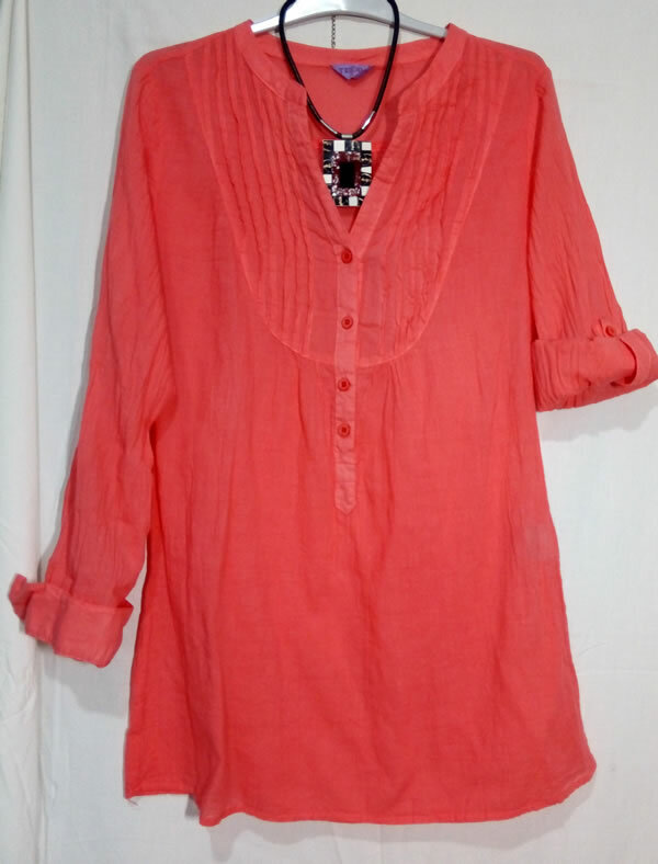 Camisa Túnica/ Color coral/ Talla M/ Nuevo