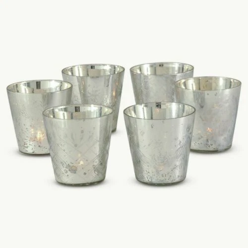 Portacandele e portalumini argento in vetro per la decorazione della casa