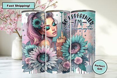 Blue Sarcastic Funny Flower Girl 20oz Skinny Tumbler Insulated Mug Cup